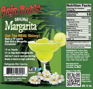 Baja Bob's Original Margarita Mix - 32oz - Sugar Free Cocktail Mixer