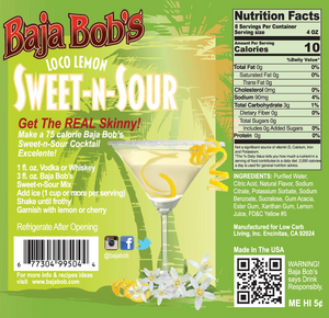 Baja Bob's Sweet & Sour Mix - 32oz. - Sugar Free Cocktail Mixer
