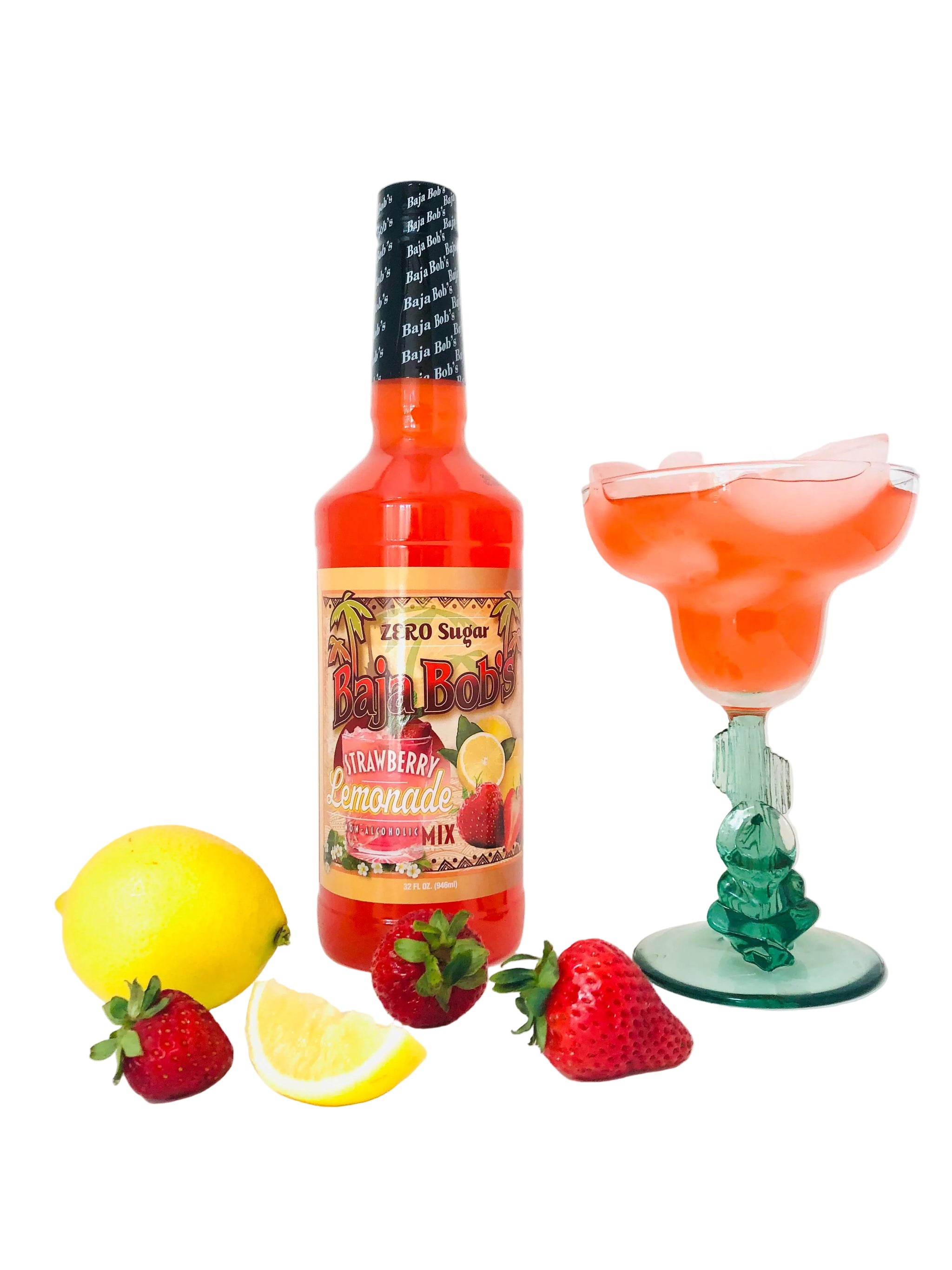 NEW! Baja Bob’s Strawberry Lemonade Margarita Mix, 32 Oz – Zero Sugar Non-Alcoholic Cocktail Mixer – Sweet Strawberry & Tart Lemon Flavor – Just Add Tequila