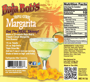 Baja Bob's Triple Citrus Margarita Mix - 1.75 Liter -Sugar Free Cocktail Mixer