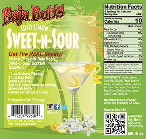 Baja Bob's Sweet & Sour Mix - 1.75 Liter - Sugar Free Cocktail Mixer