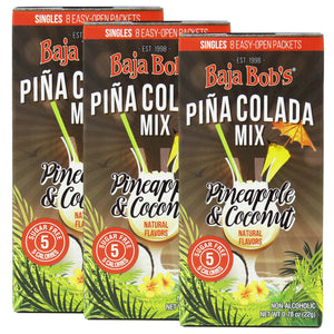 Baja Bob's Sugar-Free PIÑA COLADA Mix Singles - Contains 8 Single-Serve Cocktail Mix Packets