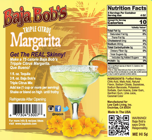 Baja Bob's Triple Citrus Margarita Mix - 32 oz. - Sugar Free Cocktail Mixer